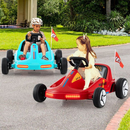 12V Kids Electric Go Kart with Remote and 3 Speeds and Lights-Blue