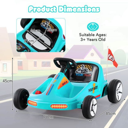 12V Kids Electric Go Kart with Remote and 3 Speeds and Lights-Blue