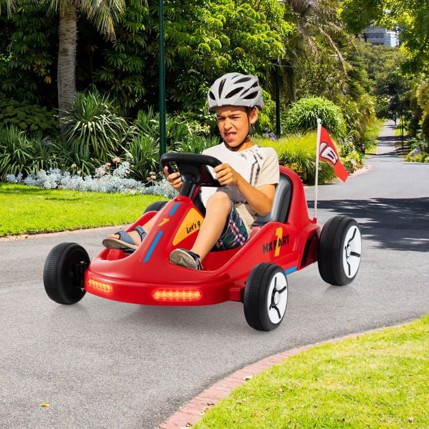 12V Kids Electric Go Kart with Remote and 3 Speeds and Lights-Red