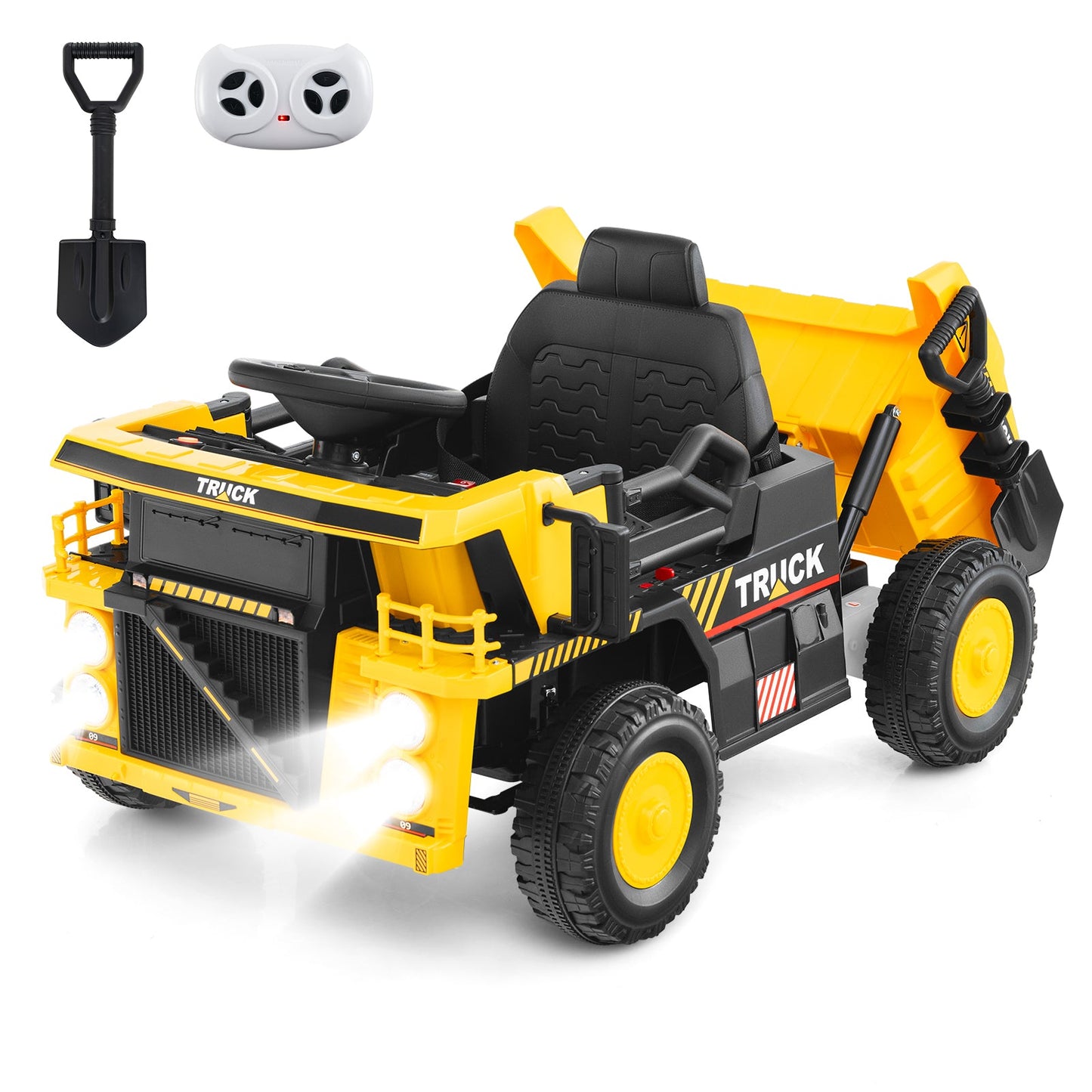 12V Kids Electric Ride on Dump Truck with Remote Control for Aged 3+-Yellow