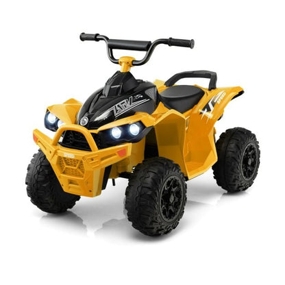 12V Kids Ride On ATV with 2 Speeds and LED Lights-Yellow