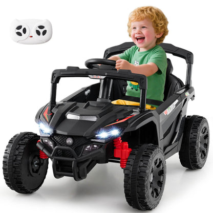 12V Kids Ride On Car Electric UTV with LED Lights and Music-Black