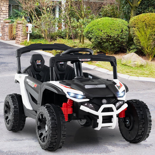 12V Kids Ride On Car Electric UTV with LED Lights and Music-White