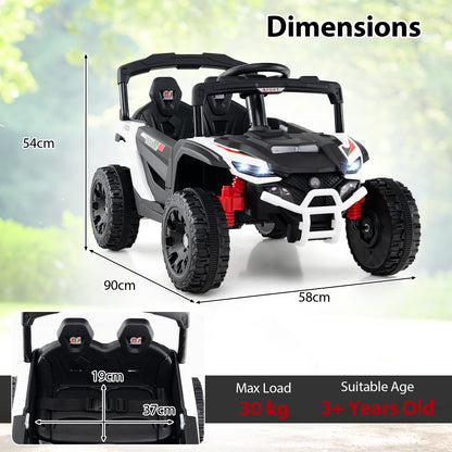 12V Kids Ride On Car Electric UTV with LED Lights and Music-White