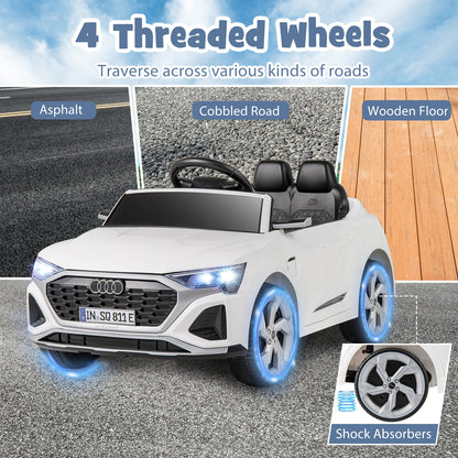 12V Kids Ride On Car with Remote Control and 4 Wheels Suspension-White