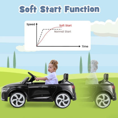 12V Kids Ride On Car with Remote Control and 4 Wheels Suspension-Black