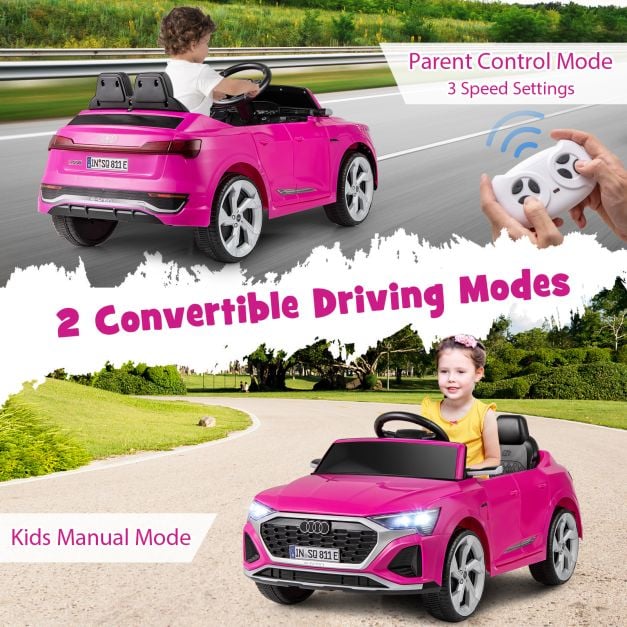 12V Kids Ride On Car with Remote Control and 4 Wheels Suspension-Pink