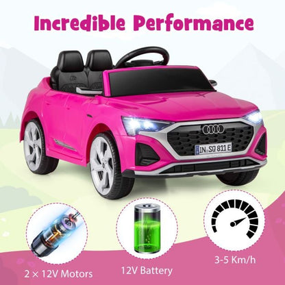 12V Kids Ride On Car with Remote Control and 4 Wheels Suspension-Pink