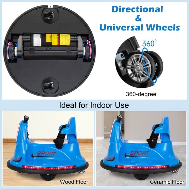 12V Kids Ride On Electric Bumper Car with Dual Joysticks and Remote Control-Blue