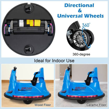 12V Kids Ride On Electric Bumper Car with Dual Joysticks and Remote Control-Blue