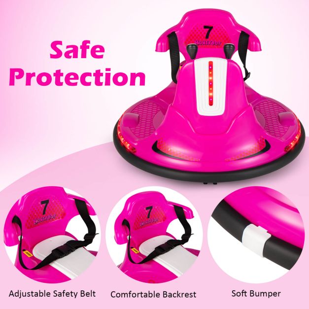 12V Kids Ride On Electric Bumper Car with Dual Joysticks and Remote Control-Pink