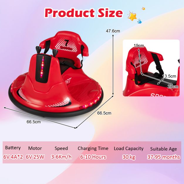 12V Kids Ride On Electric Bumper Car with Dual Joysticks and Remote Control-Red