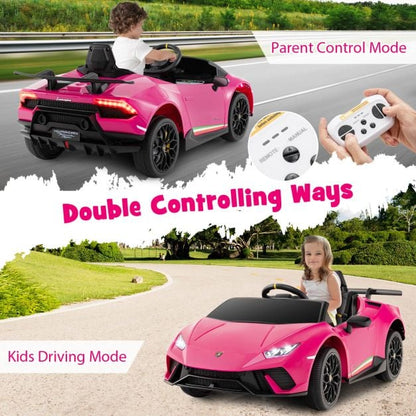 12V Kids Ride on Car Lamborghini with Remote Control and LED Lights-Pink