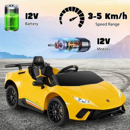 12V Kids Ride on Car Lamborghini with Remote Control and LED Lights-Yellow