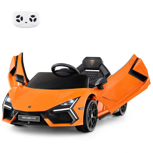 12V Kids Ride on Car with Hydraulic Doors Licensed Lamborghini Revuelto-Orange