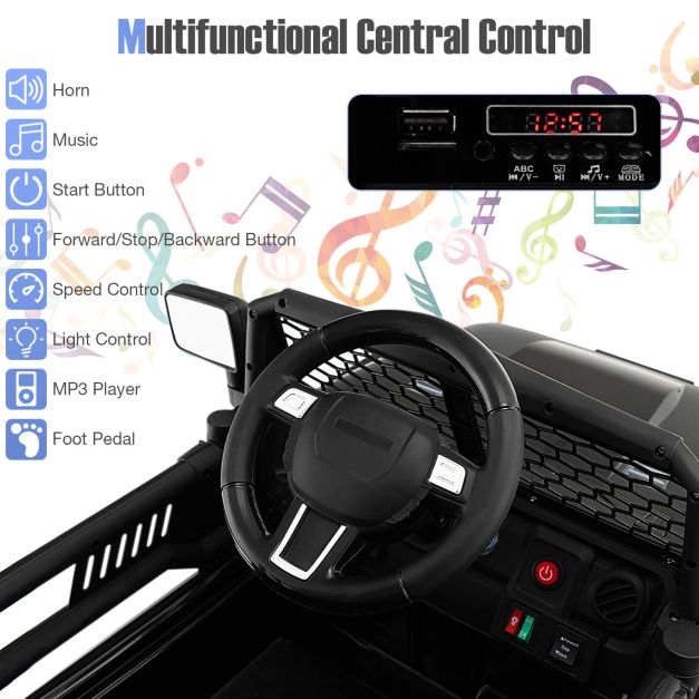 12V Kids Ride on Car with Remote Control and Music-Black