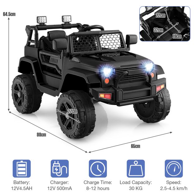 12V Kids Ride on Car with Remote Control and Music-Black