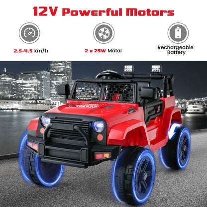 12V Kids Ride on Car with Remote Control and Music-Red