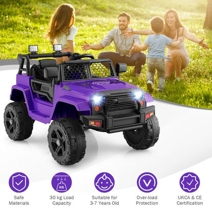 12V Kids Ride on Car with Remote Control and Music-Purple