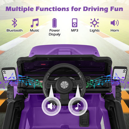 12V Kids Ride on Truck with Remote Control and 3 Speeds-Purple