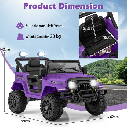 12V Kids Ride on Truck with Remote Control and 3 Speeds-Purple