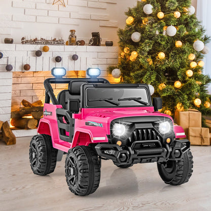 12V Kids Ride on Truck with Remote Control and 3 Speeds-Pink