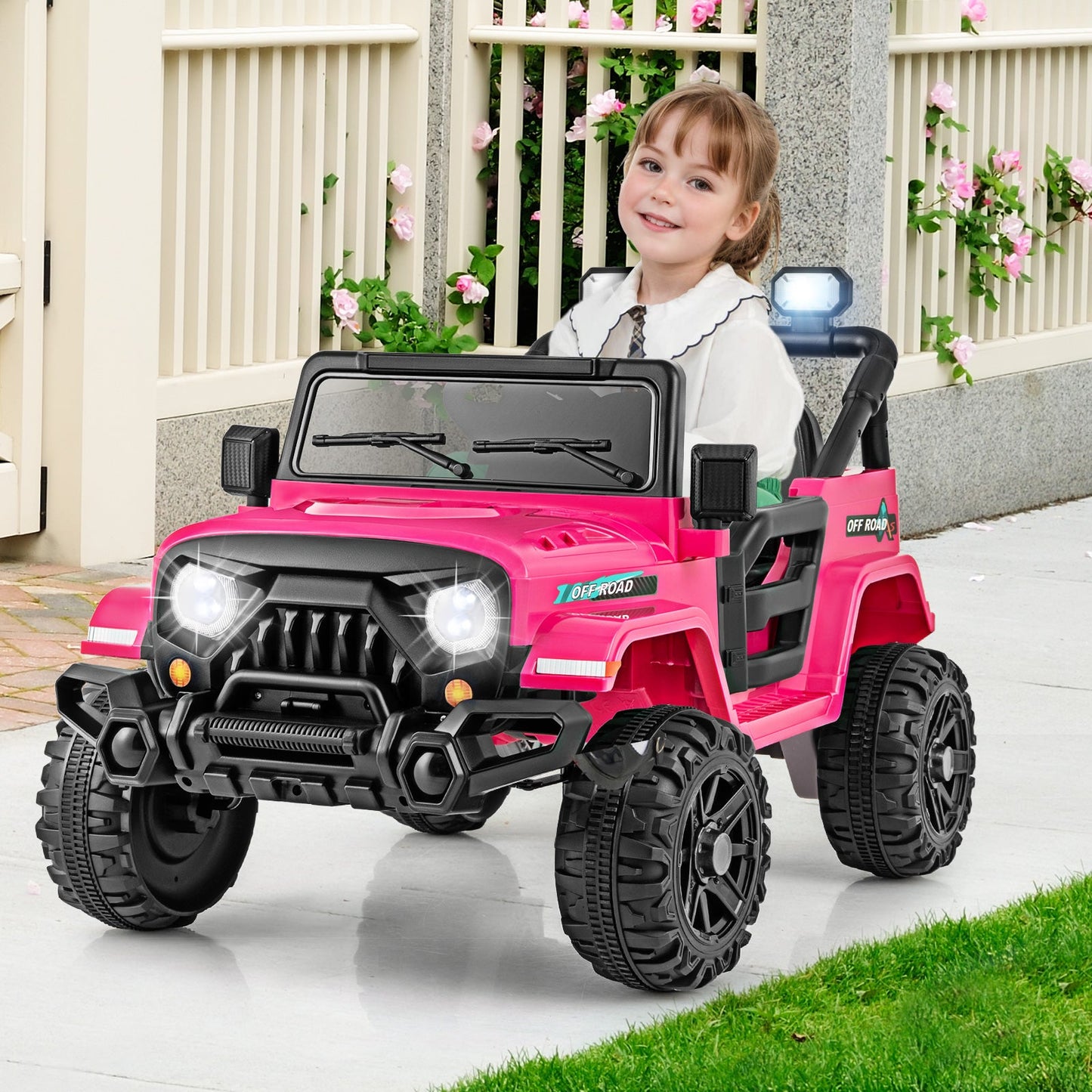 12V Kids Ride on Truck with Remote Control and 3 Speeds-Pink