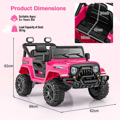 12V Kids Ride on Truck with Remote Control and 3 Speeds-Pink