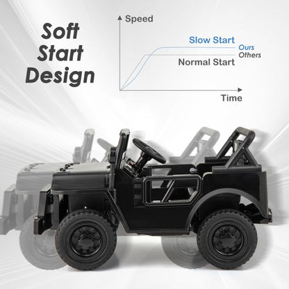 12V Kids Ride on Truck with Remote Control and 3 Speeds for Children-Black