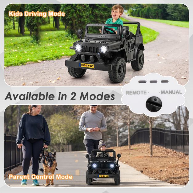 12V Kids Ride on Truck with Remote Control and 3 Speeds for Children-Black