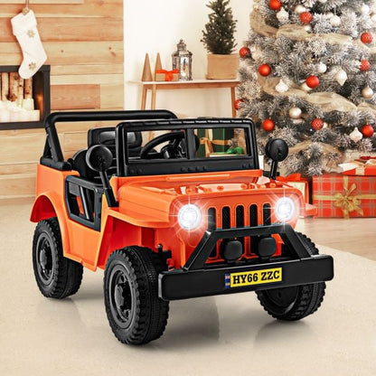 12V Kids Ride on Truck with Remote Control and 3 Speeds for Children-Orange