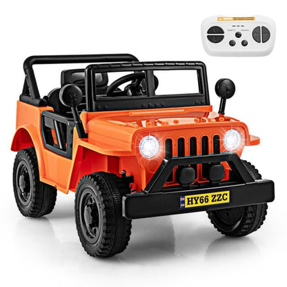 12V Kids Ride on Truck with Remote Control and 3 Speeds for Children-Orange