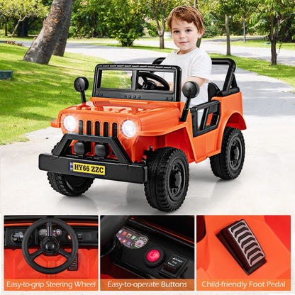 12V Kids Ride on Truck with Remote Control and 3 Speeds for Children-Orange