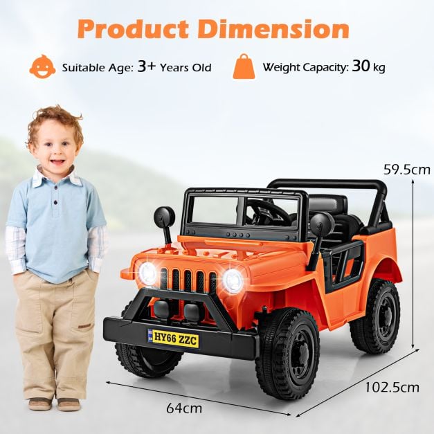 12V Kids Ride on Truck with Remote Control and 3 Speeds for Children-Orange