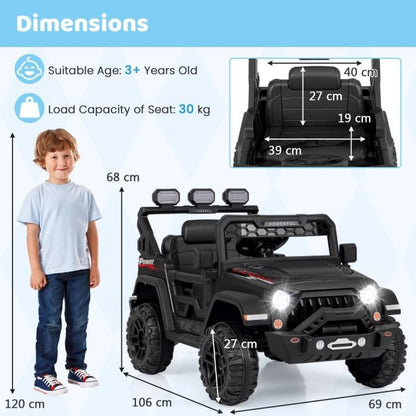 12V Kids Ride on Truck with Remote Control and Wireless Connection-Black