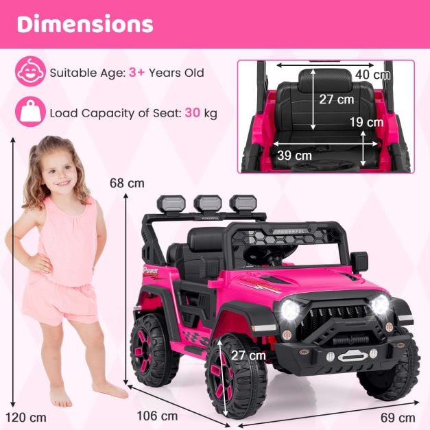 12V Kids Ride on Truck with Remote Control and Wireless Connection-Pink
