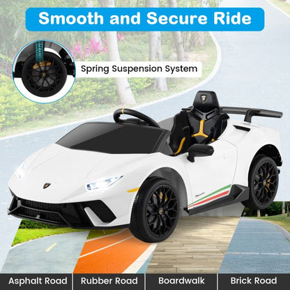 12V Kids Ride on Car Lamborghini with Remote Control and LED Lights-White