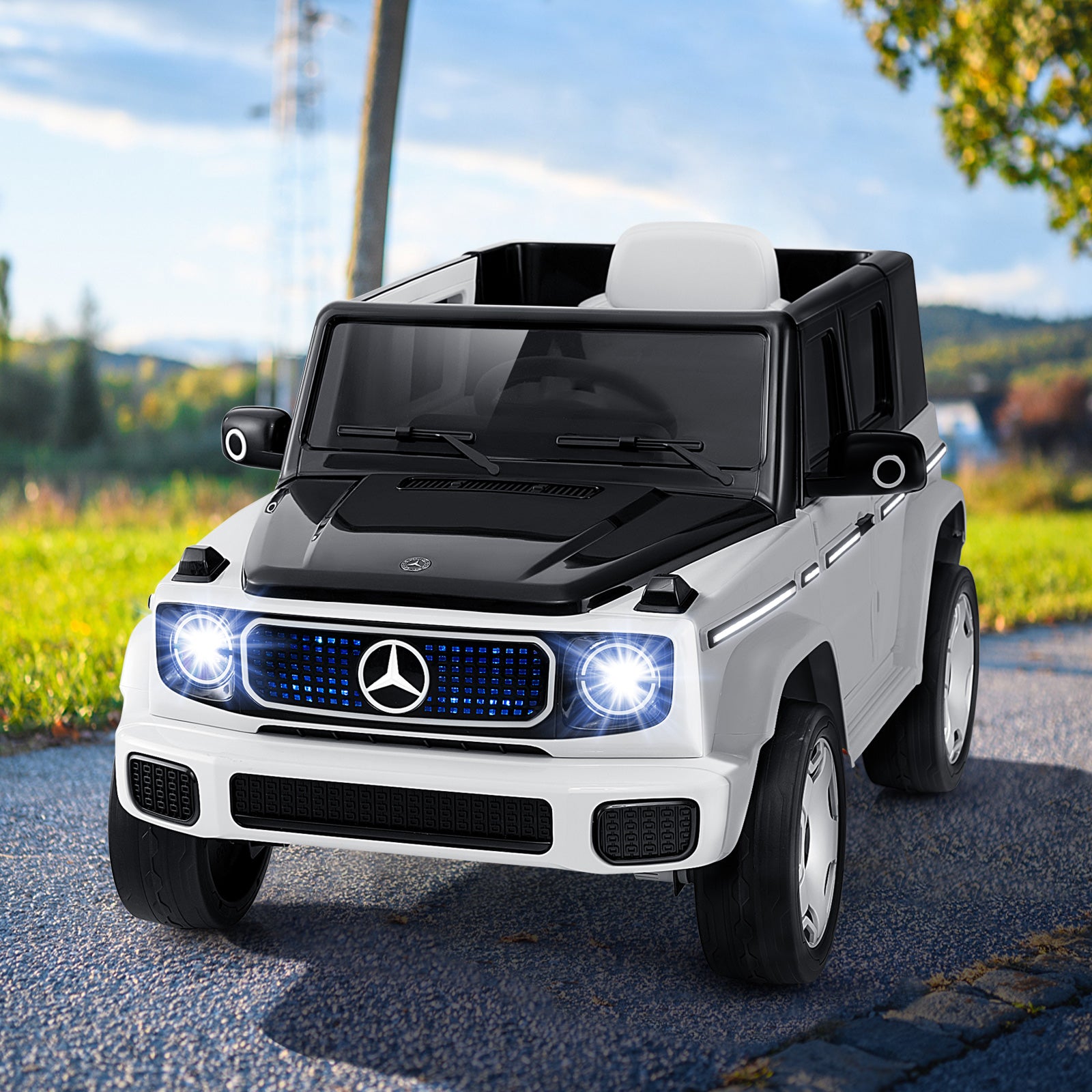 12V Licensed Mercedes-Benz EQG Kids Ride On Car-White