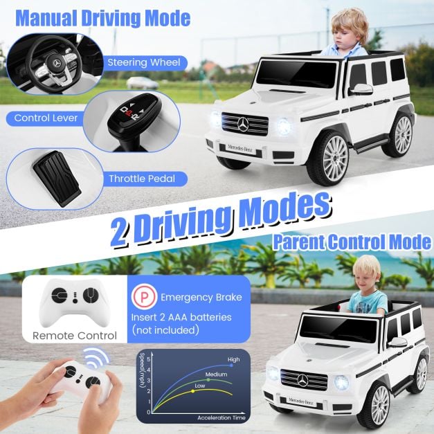 12V Licensed Mercedes-Benz Kids Ride-on Car with Remote Control-White