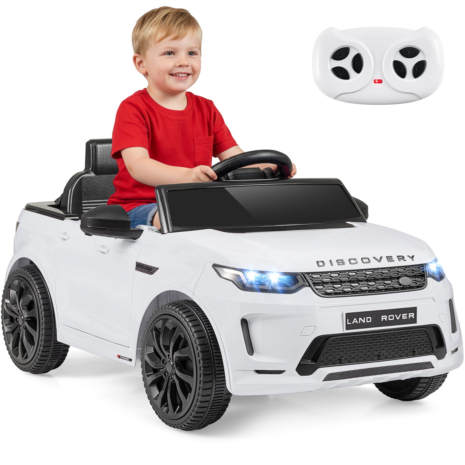 12V Ride on Car with Remote Control and Music Licensed Land Rover-White