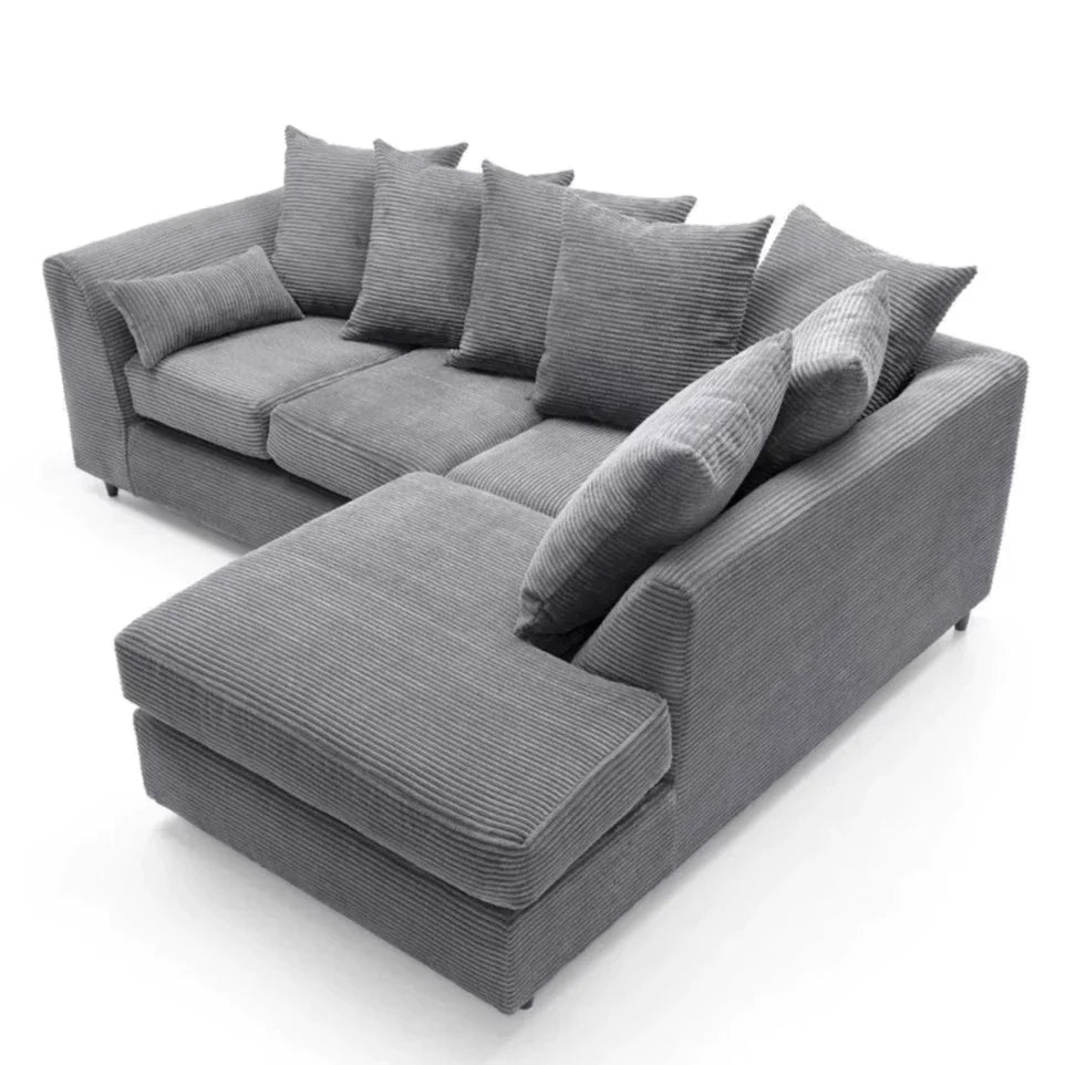 Jumbo Cord Grey Corner Sofa