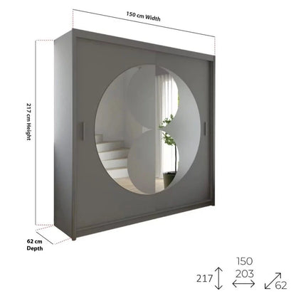 Circolo Sliding Door Wardrobe with Mirror - White