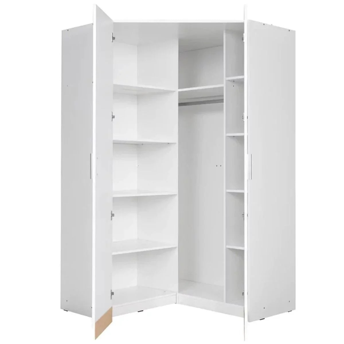 Classic Design 2 Door White Corner Wardrobe - 117cm