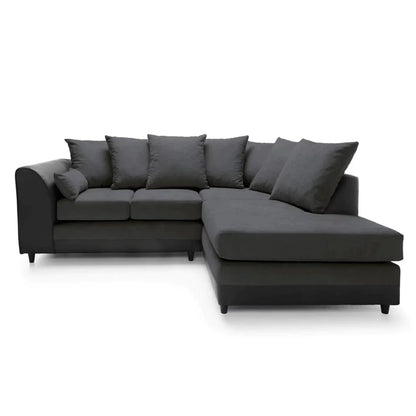 Linacre Corner Sofa - Right Arm Black and Charcoal