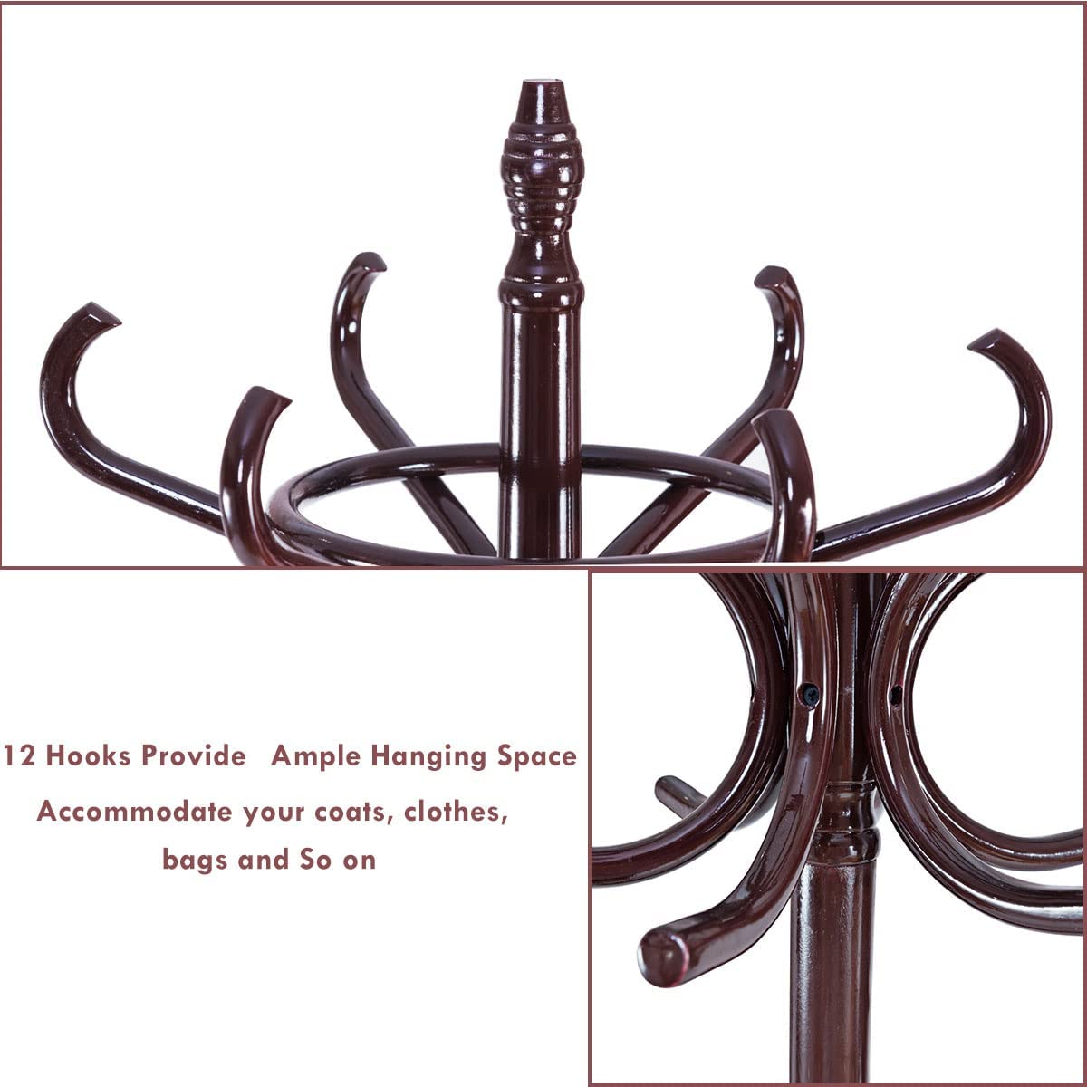 Floor Standing Hat Coat Wood Hanger w/ Umbrella Rack Prestige-Mahogany
