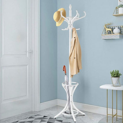 Free-standing Jacket Stand with Umbrella for Living Room-White