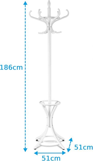 Free-standing Jacket Stand with Umbrella for Living Room-White