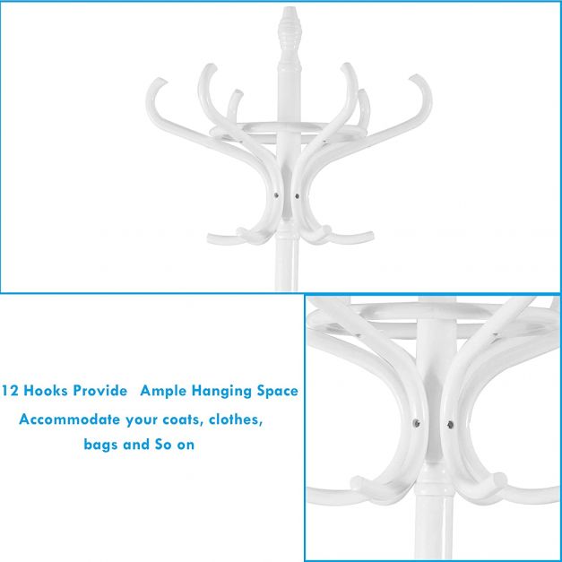 Free-standing Jacket Stand with Umbrella for Living Room-White