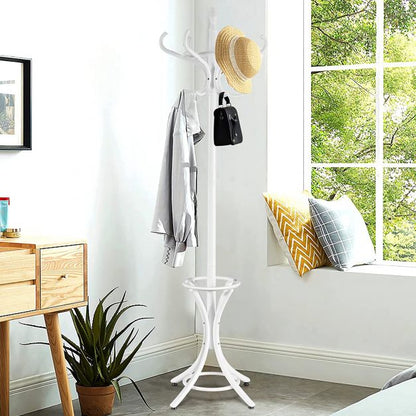 Free-standing Jacket Stand with Umbrella for Living Room-White