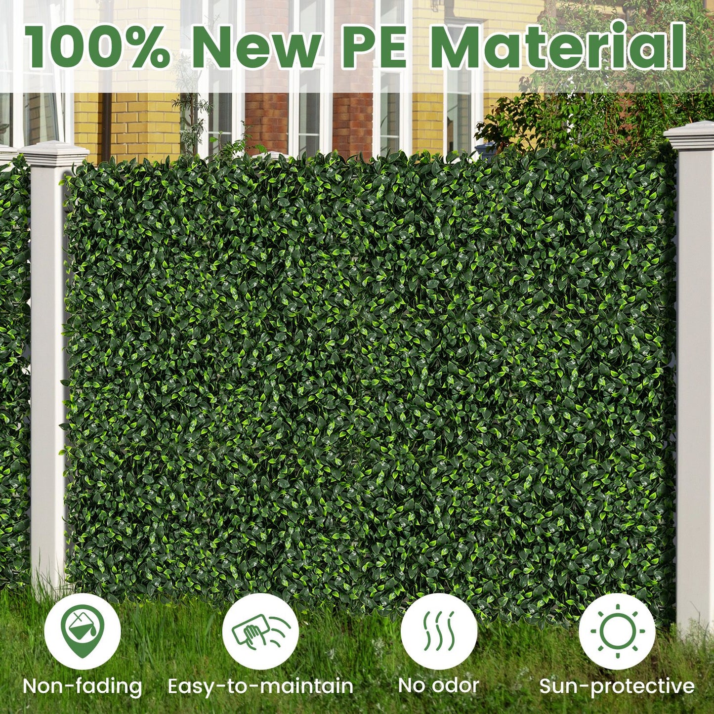 12 Pcs Faux Boxwood Panels with Insertable Branches